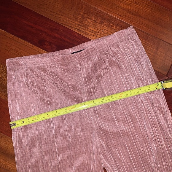 WIDE LEG PANTS • Petite Pink Pleated Split Pants - Picture 9 of 9